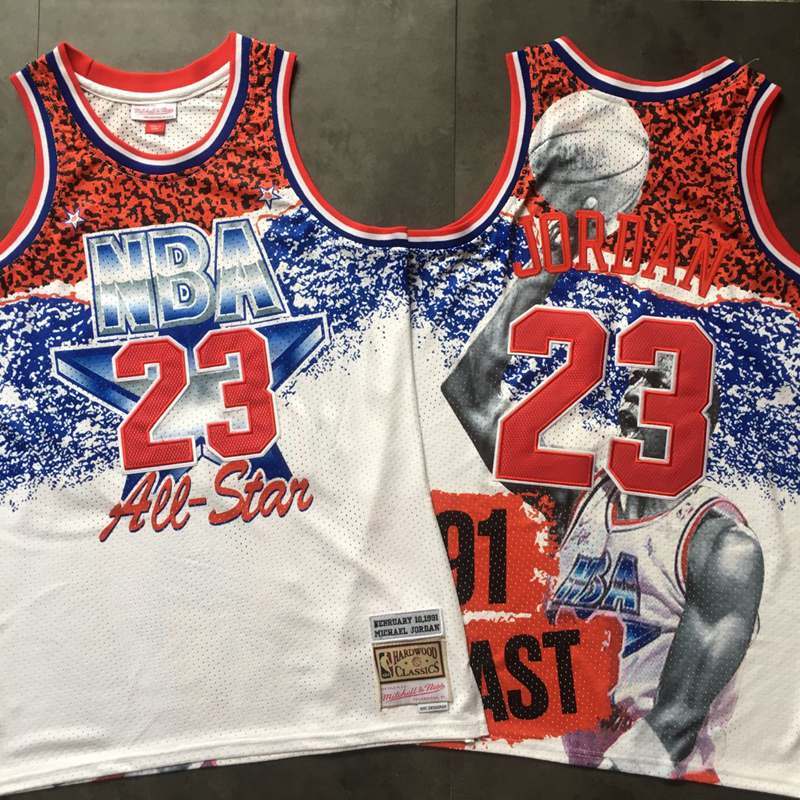 Men 2019 NBA Nike ALL Star Chicago Bulls #23 Jordan white Mitchell Ness jersey